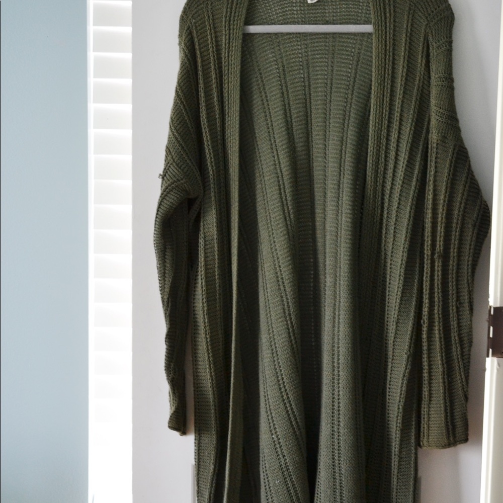 PacSun LA Hearts Army Green Knit Cardigan